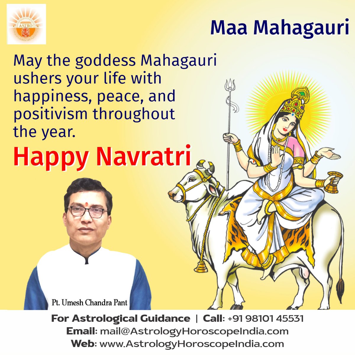 Goddess Mahagauri is the eighth avatar of Goddess Durga, worshipped on the eighth day of Navratri. 

#AstrologyHoroscopeIndia #मां_महागौरी #Mahagauri #Navratri #Festival #GoddessEighthDayOfNavratri #MaaDurga #MaaMahagauriPuja #JayAmbe #GoddessDurga #DurgaPuja2024