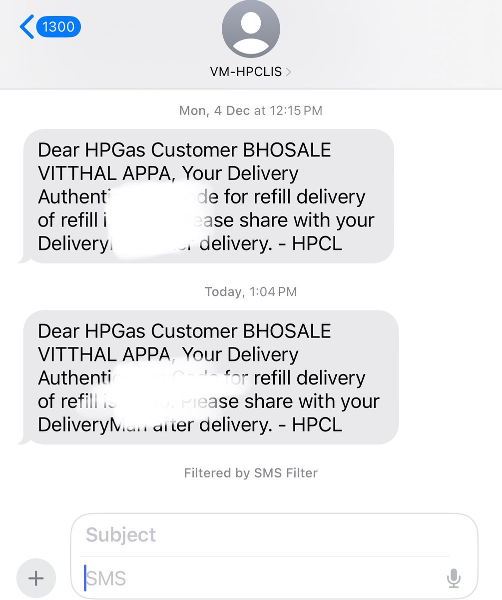 Dear @HPCL I have no gas connection registered on my name. Yet I receive this message every quarter. I want you to investigate why? Is there some scam happening? @PMOIndia @dpradhanbjp