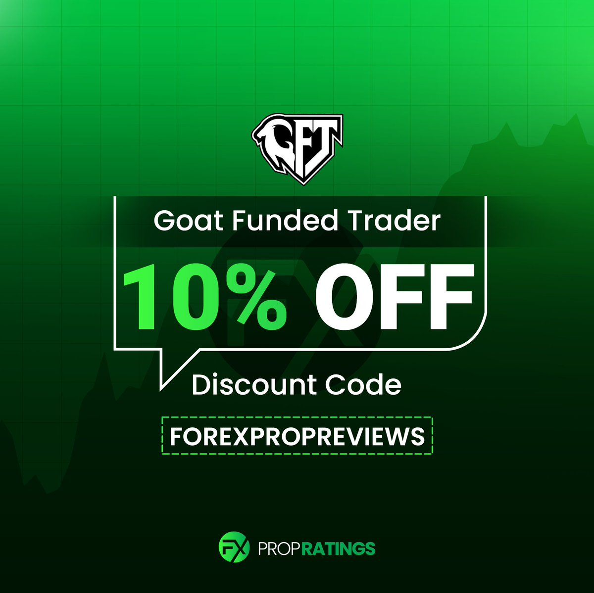 Exciting opportunity!🌟 Don't miss out on this incredible discount! 🔥 Get a whopping 10% discount at Goat Funded Trader with code 'FOREXPROPREVIEWS'. Elevate your trading game today! 🚀 
#GoatFundedTrader #DiscountAlert #Trading #Forex