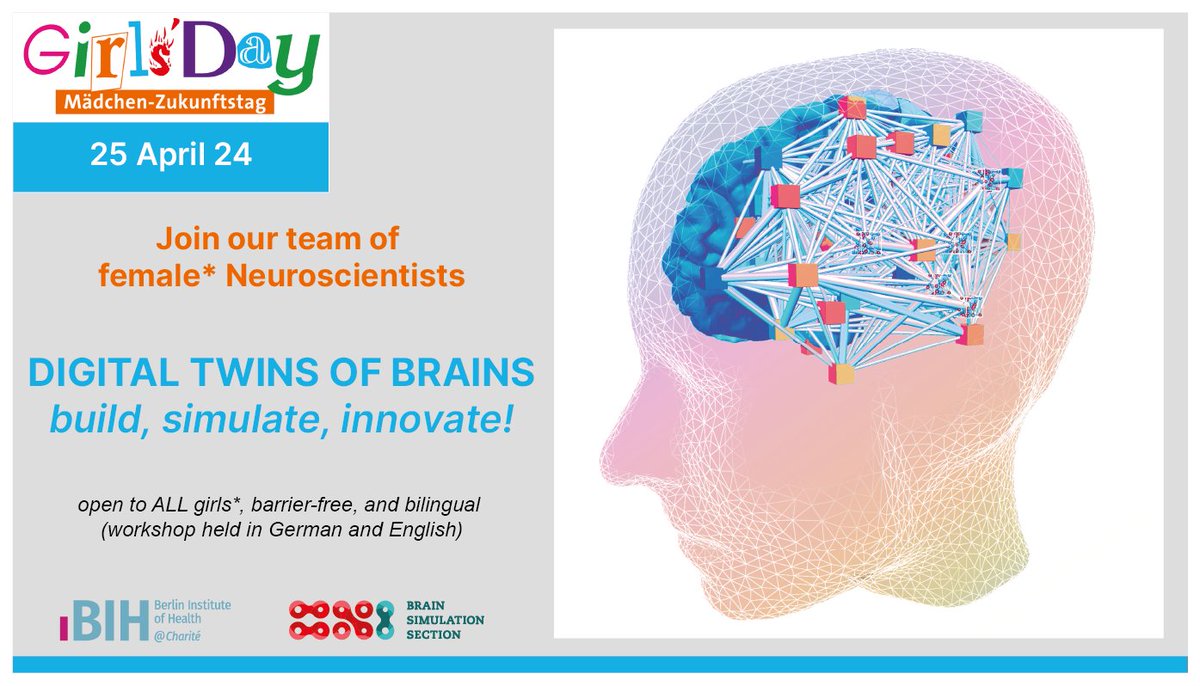 @Der_GirlsDay @berlinnovation @NeuroforumNWG @berlin500ws #GirlsDay2024 - Girls' Future Day: for more #diversity and #EqualOpportunities

@BrainModes offers schoolgirls their first insights into #neuroscience, try out their skills, and exchange with our team of #women.

More info: bit.ly/BSS-GD2024
*FULLY BOOKED*

#WomenInSTEM