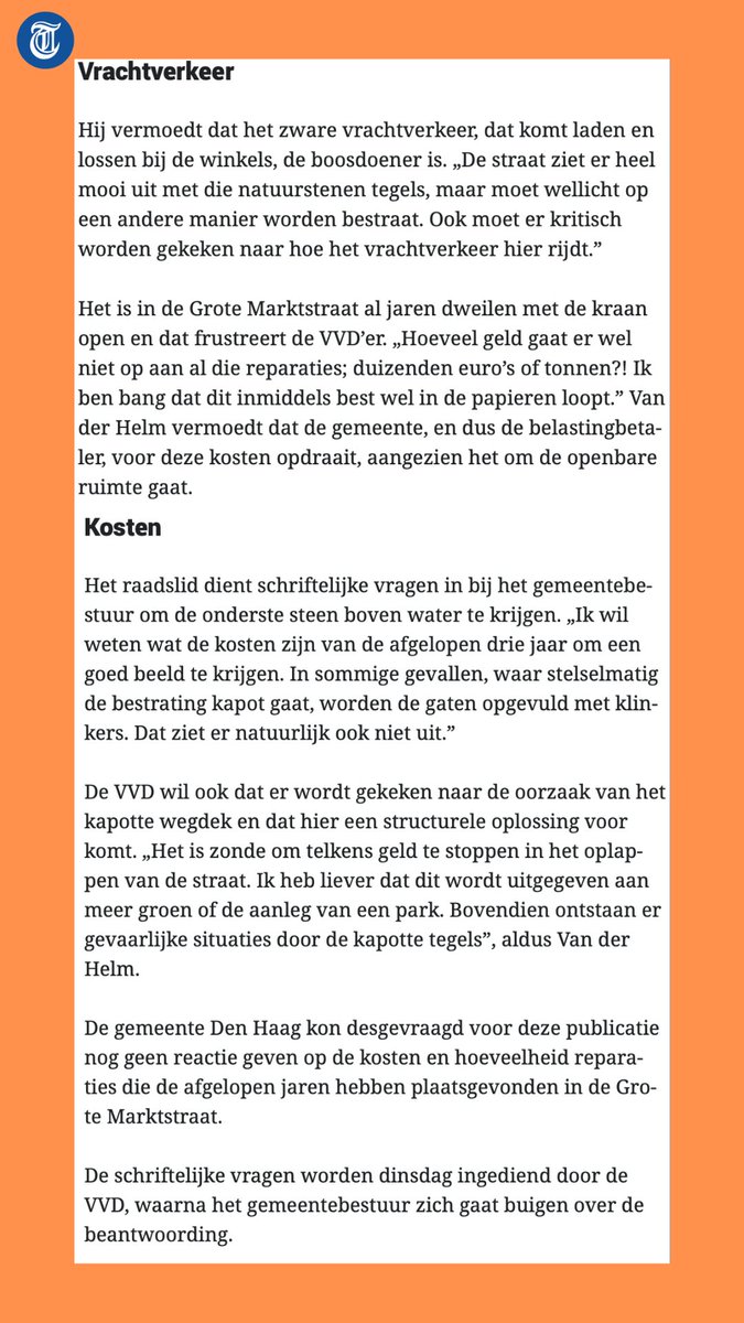 Vandaag staat <a href="/ChrisvanderHelm/">Chris van der Helm</a> in De Telegraaf. "Soms gaat het om complete gaten in het wegdek die vervolgens worden afgezet. Mensen struikelen hier over.' Foto: <a href="/ReneOudshoorn/">René Oudshoorn</a>