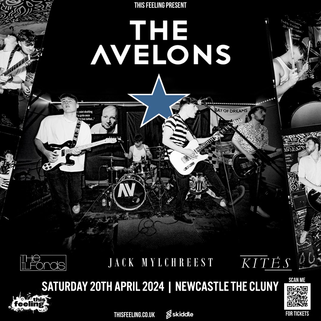 Coming up this week!! @TheAvelons headline @thecluny in Newcastle! Last tickets in the bio 🎫 Support from @theilfords / @KitesBandUK / @jackmylchreest If you are in the NE and are at a loose end, you gotta get down to this gig.