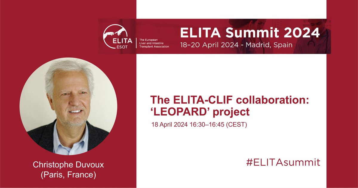 .@ef_clif is proud to participate in LEOPARD, a EU-funded project that kicked off earlier this year. Hear about novel #AI-based solutions for organ allocation in #livertransplantation by project Coordinator Christophe Duvoux @APHP at #ELITAsummit @ESOTtransplant