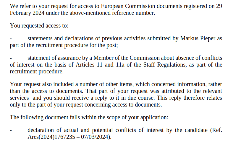corporateeurope's tweet photo. On the same day as Markus Pieper resigns as EU SME Envoy, the Commission rejects our #FOI request for disclosure of Pieper's "declaration of actual and potential conflicts of interest"
So much for #transparency...
#Piepergate
➡️ https://t.co/dt2iz4izSe https://t.co/x7KJ2IOFWC