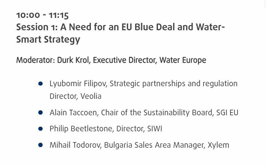 💧#Water underpins almost all #SDGs, underlined Mr Beetlestone of @siwi_water, stressing the need to treat water as a tool for cooperation. 'The #EUBlueDeal is something we can work towards.' Follow our conference in Bulgaria online: europa.eu/!yKXNHj