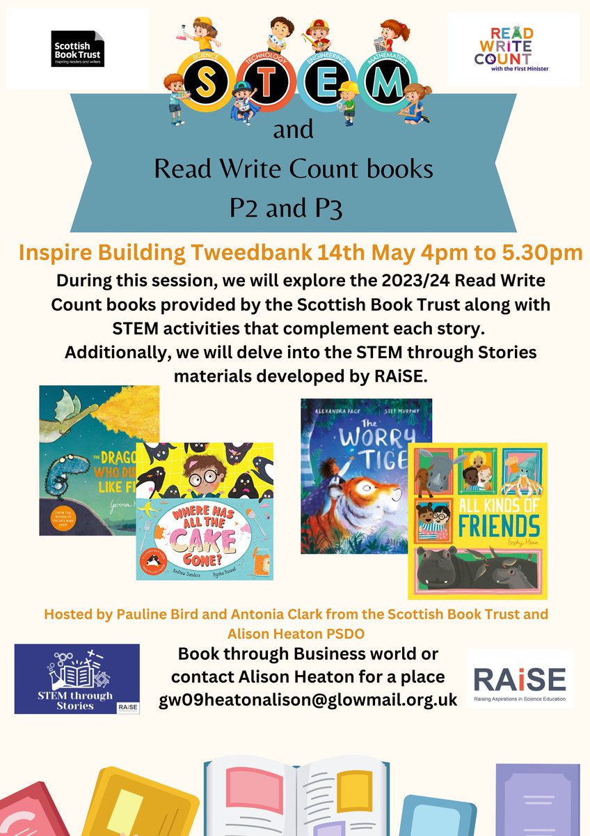 Another great CLPL opportunity in partnership with the Scottish Book Trust. Exploring STEM activities to complement the books given to P2 and P3 this year. Book your place now! <a href="/SBCEducation1/">SBC Education</a> <a href="/scottishbktrust/">Scottish Book Trust</a> <a href="/SBCProfLearning/">SBCProfessionalLearning</a> <a href="/RaiseScotland/">RAiSE</a>
