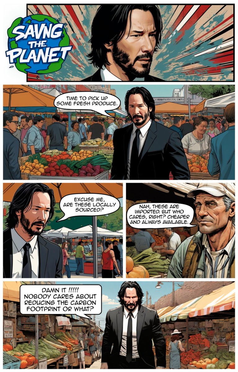 Did you miss him? I know I did. Keanu is back to do his part for the environment. #AI #AIart #AIArtwork #AIArtCommunity #AIartist #ArtificialIntelligence #KeanuReeves #SavingThePlanet #buylocal #ComicStrip