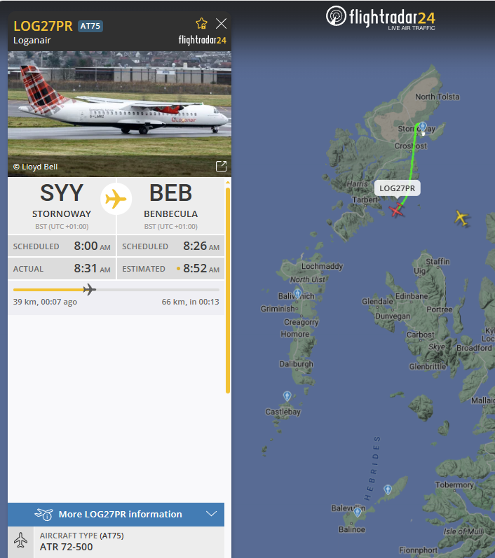Looks as if @Flyloganair are still operating this route, maybe a special flight.
