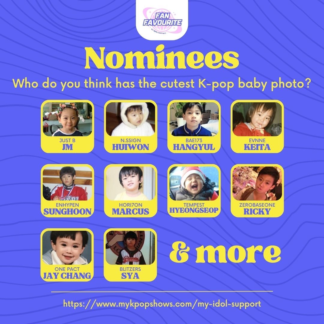 Fan Favourite 🗳 Who do you think has the cutest K-pop baby photo? 👶🏻 🔗 bit.ly/4aAP8k8 #OMEGAX #NSSIGN #XODIAC #ONEUS #ZEROBASEONE #8TURN #KimWoojin #THEBOYZ #TREASURE #ENHYPEN #SEVENTEEN #TXT #JUSTB #NSSIGN #BAE173 #EVNNE #HORI7ON #TEMPEST #ONEPACT #BLITZERS