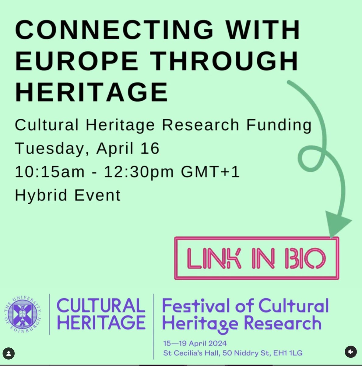 TODAY at the #heritage #research festival, 10.15am St Cecilia's Hall @EdinburghUni: 'Connecting with Europe through Heritage', a research networking and grant development workshop.