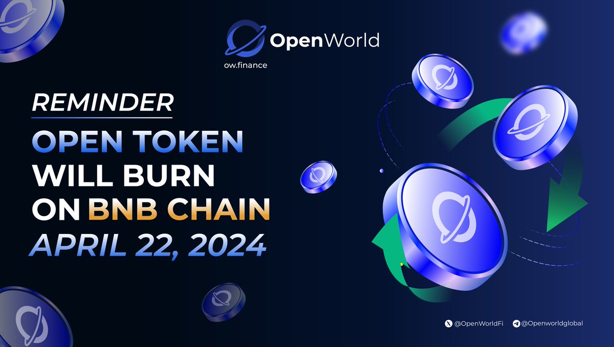 OpenWorldFi's tweet photo. Calling all #OpenWorldCommunity! 📢 The day has come to burn tokens! 🔥
This Sunday, April 22nd, we'll be burning all $OPEN tokens on @BNBCHAIN as we transition fully to @arbitrum.
Get ready to embrace the future of decentralized finance with OpenWorld! 🌐
#OpenWorld #LFY #NewProductComingSoon