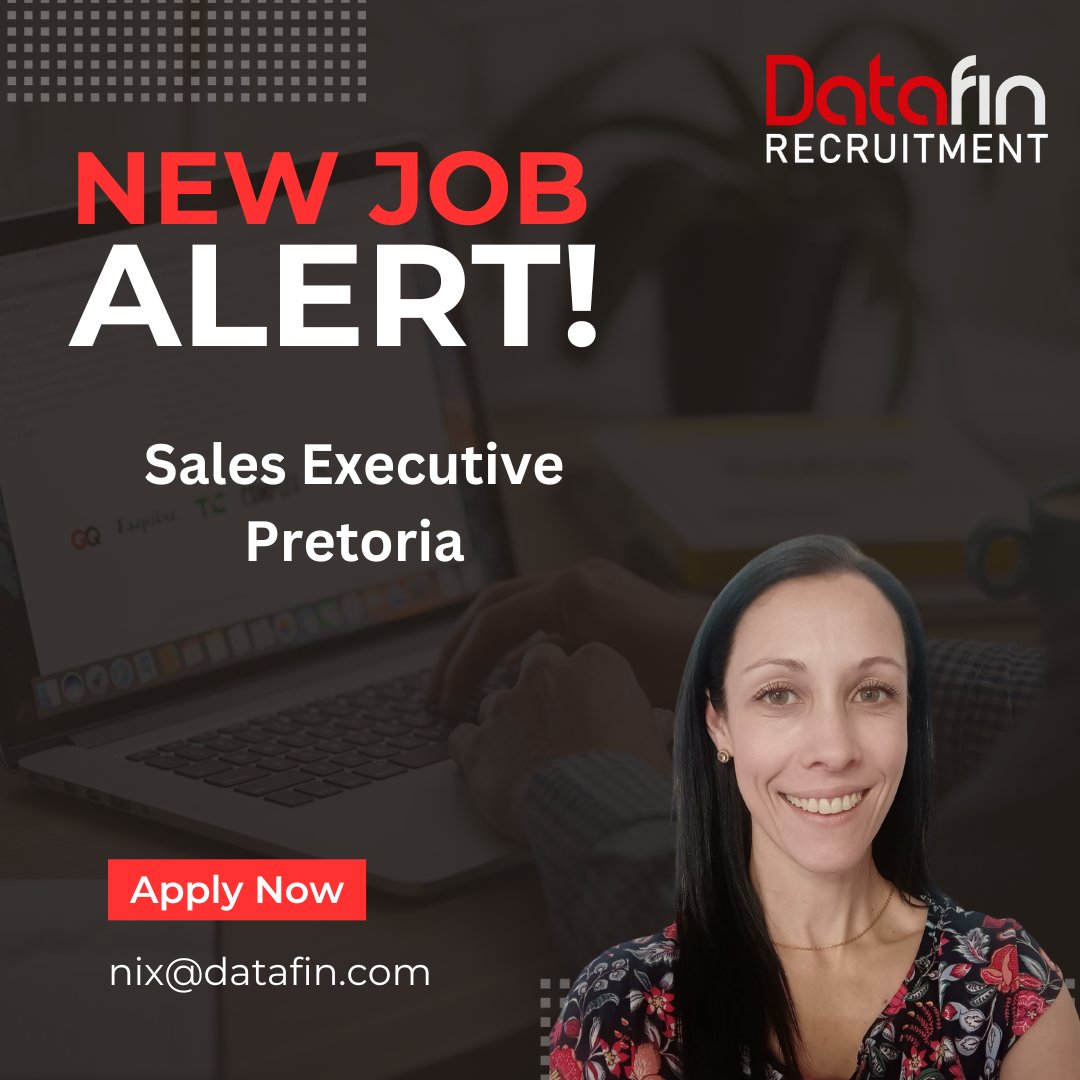 A Health Tech Solution Company in Pretoria is looking for a talented Sales Executive to join their team!

Apply now:  datafin.com/job/sales-exec…

#Salesexecutive #newbusiness #Certificateinsales #crmsystems #Datafinrecruitment