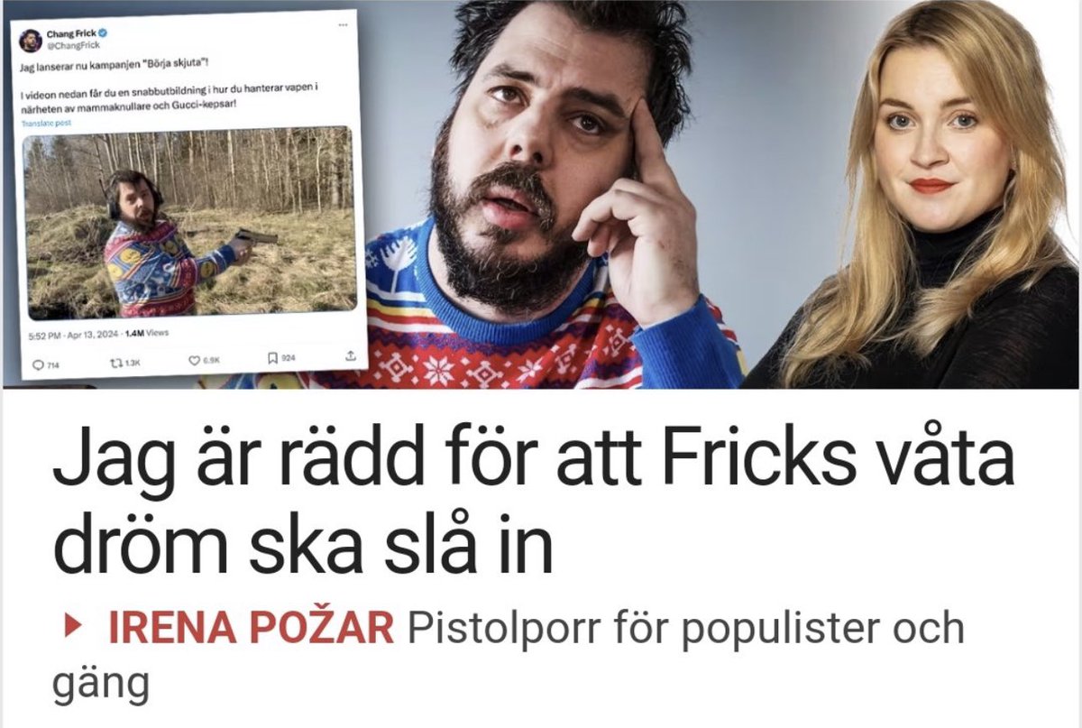 Du vet att mainstreammedier är på gränsen till nervsammanbrott när deras kvinnliga journalister är mer rädda för satir - än verkligheten!! där de själva riskerar våldtäkt och gängvåld. 
#svpol #migpol