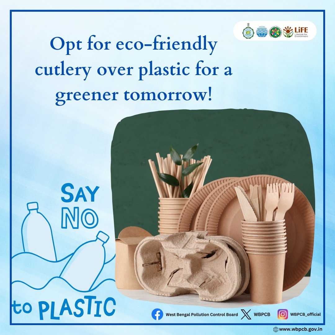 Choose sustainability over plastic at gatherings and events.

Opt for eco-friendly cutlery!

#MissionLiFE #ChooseLIFE #SustainableLiving #wbpcb