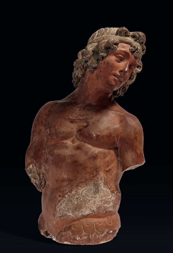 ''' #Ancient  #Roman ''' Roman polychrome terracotta half-figure of a young #Triton 2nd Century A.D. South #Italy 🇮🇹🇮🇹🇮🇹 . Private Collection .