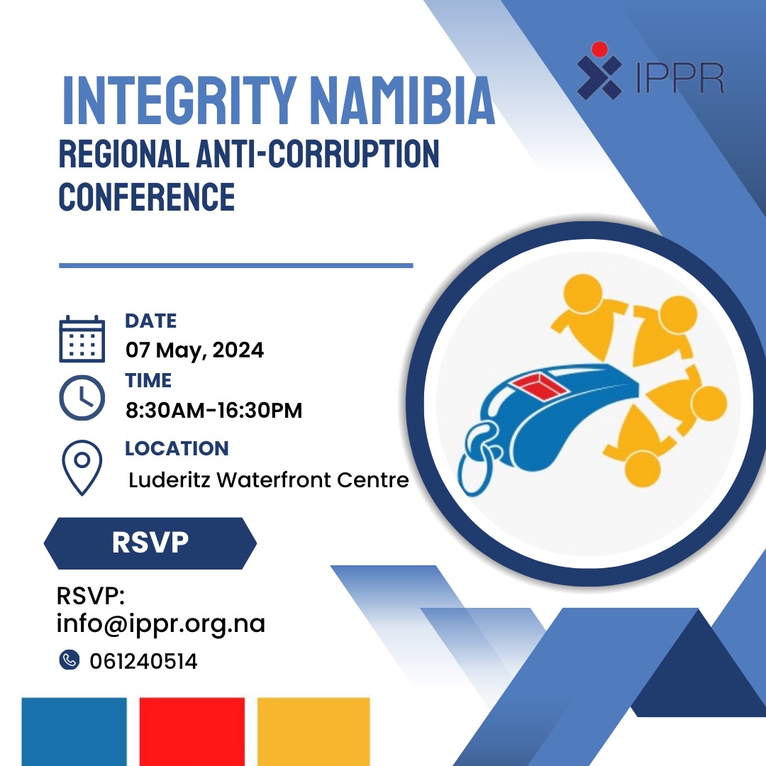 The IPPR's third regional Integrity Namibia conference will be taking place on Tuesday 7 May in Luderitz, Kharas region. Join us to discuss how to prevent corruption in oil & gas and green hydrogen