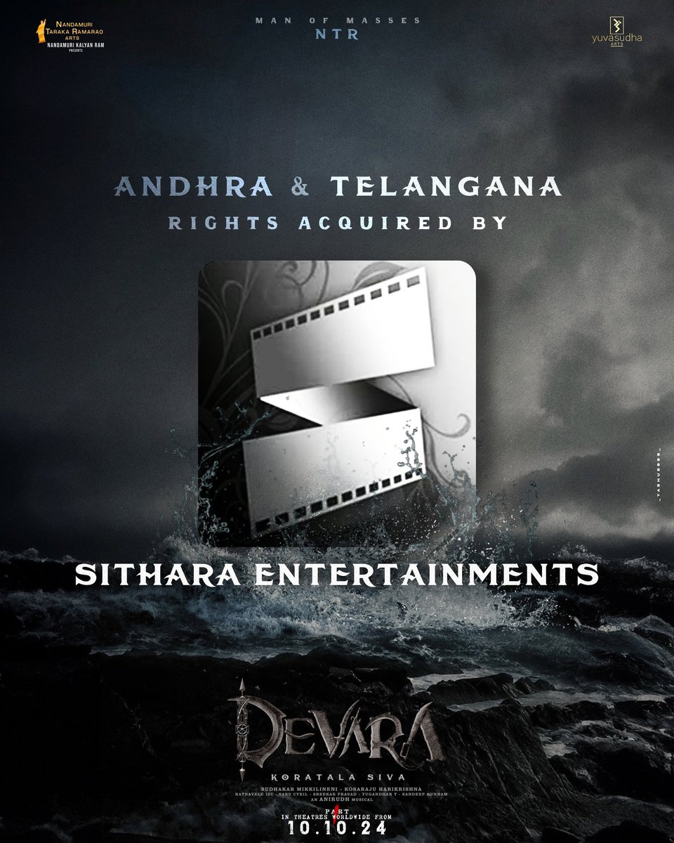 Andhra & Telagana Rights Acquired by our TIGER Fan Boy @vamsi84 @SitharaEnts 💥💥💥

#Devara #SitharaEntertainments
#ManOfMassesNTR #NagaVamsi