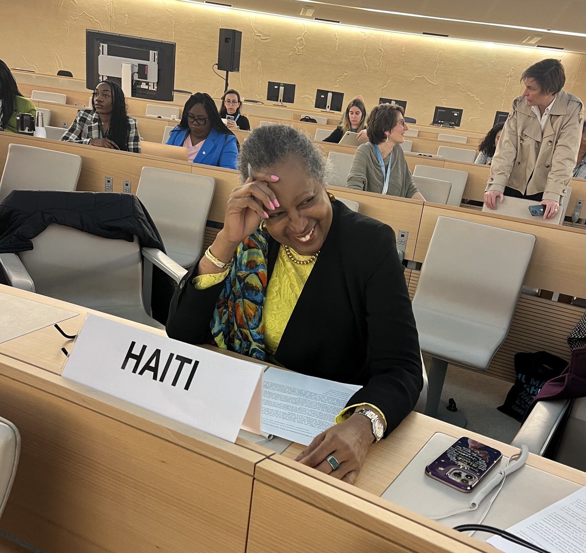 Comme membre de la délégation de la société civile de #Haiti, je participe au 3ème Forum des Peuples Afro Descendants à Genève du 16 au 19 Avril, 2024. Nous comptons demander justice réparatrice pour les torts subis incluant la double dette payée à la #France. #HaitiReparation