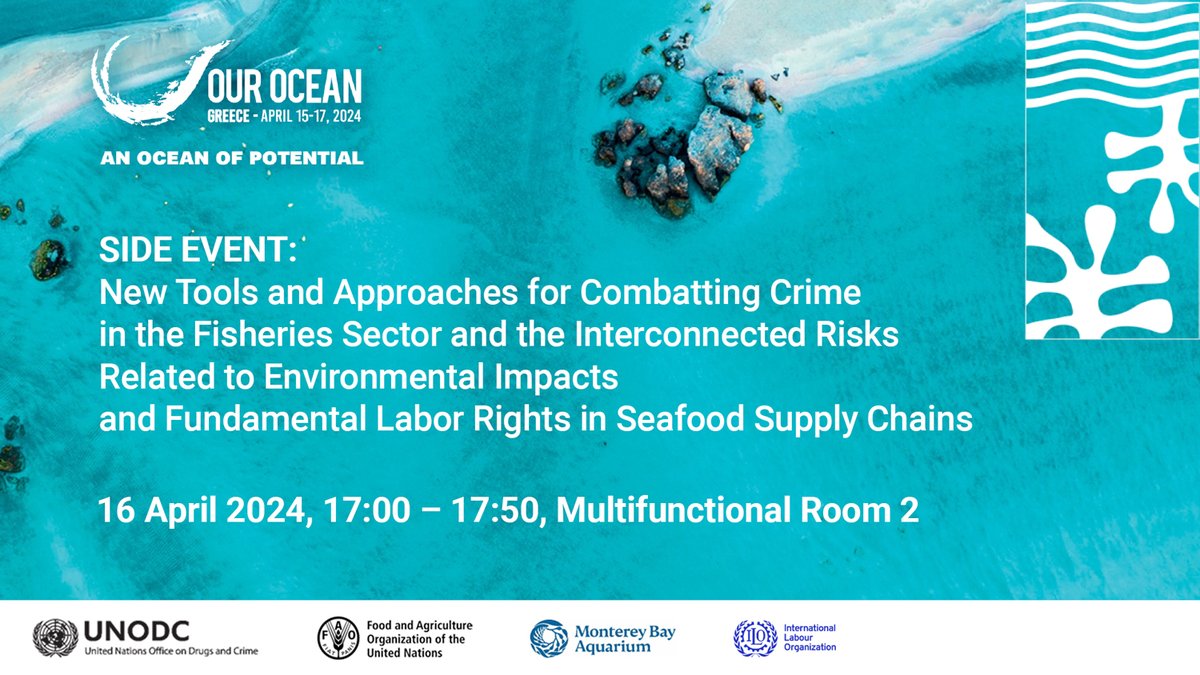 Are you in Athens for @OurOceanGreece 🇬🇷? Join our side event where we will discuss tools to combat crimes in the fisheries sector and present the Legislative Guide developed in partnership with @FAO & supported by @Noradno 🇳🇴 #FishNET #OurOcean24 #crimesinfisheries
