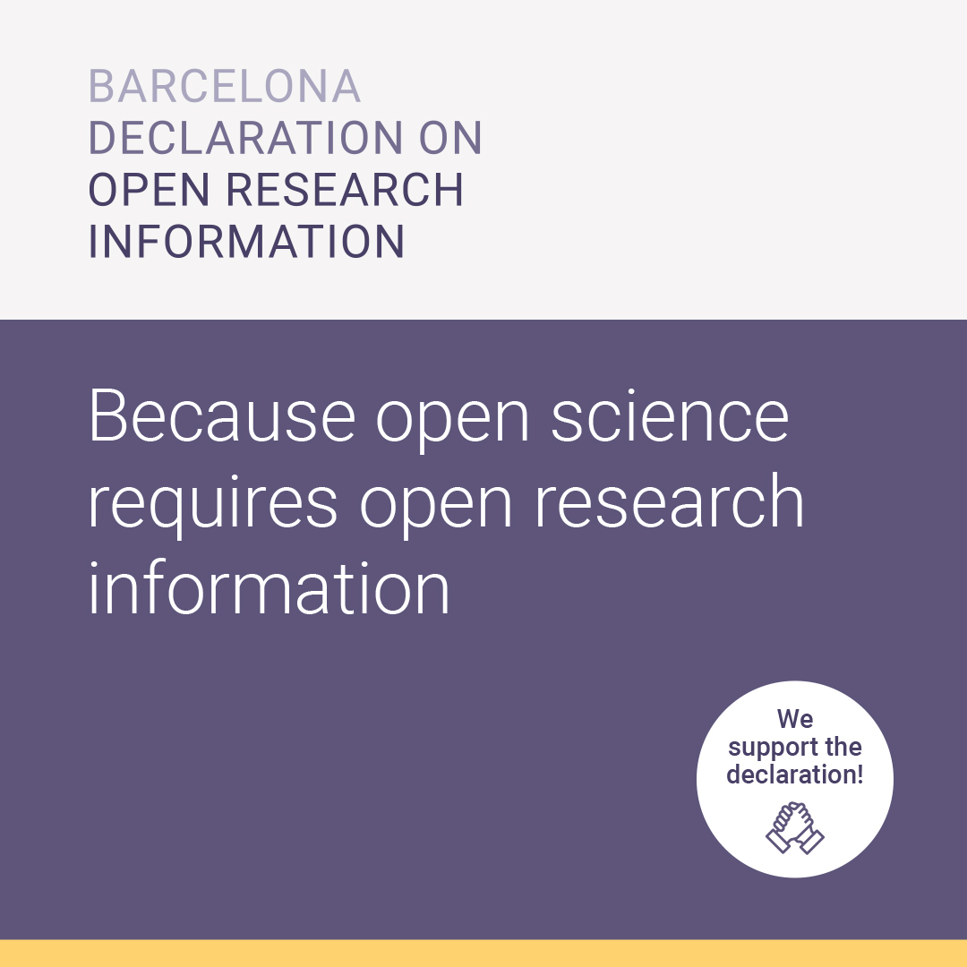 DataCite is proud to be a supporter of the #BarcelonaDeclaration on Open Research Information. 🥳 As an open infrastructure organization, we do our share of making open science a reality. 🤝 Learn more & join the launch webinar on April 23, 1.00 pm CEST: universiteitleiden.zoom.us/meeting/regist…