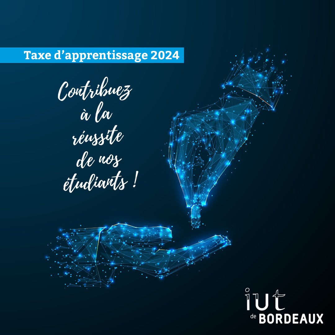 IUT_de_Bordeaux's tweet image. ✨💸 𝗧𝗮𝘅𝗲 𝗱'𝗮𝗽𝗽𝗿𝗲𝗻𝘁𝗶𝘀𝘀𝗮𝗴𝗲 𝟚𝟘𝟚𝟜
🤝 Soutenir l’IUT de Bordeaux et ses #formations, c’est #contribuer à la #réussite de nos #étudiants et à leur préparation au monde #professionnel.

👉 En savoir + : iut.u-bordeaux.fr/general/taxe-a….

🎨 © AntonKhrupinArt | Adobe Stock