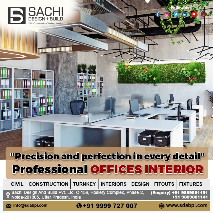 Crafting innovative work environments that inspire. Explore comprehensive office interior design services at Sachi Design And Build. Elevate productivity with sophistication.

#officeinteriordesign #professionalofficeinteriordesign #officeinteriors #OfficeGoals #officeinspiration