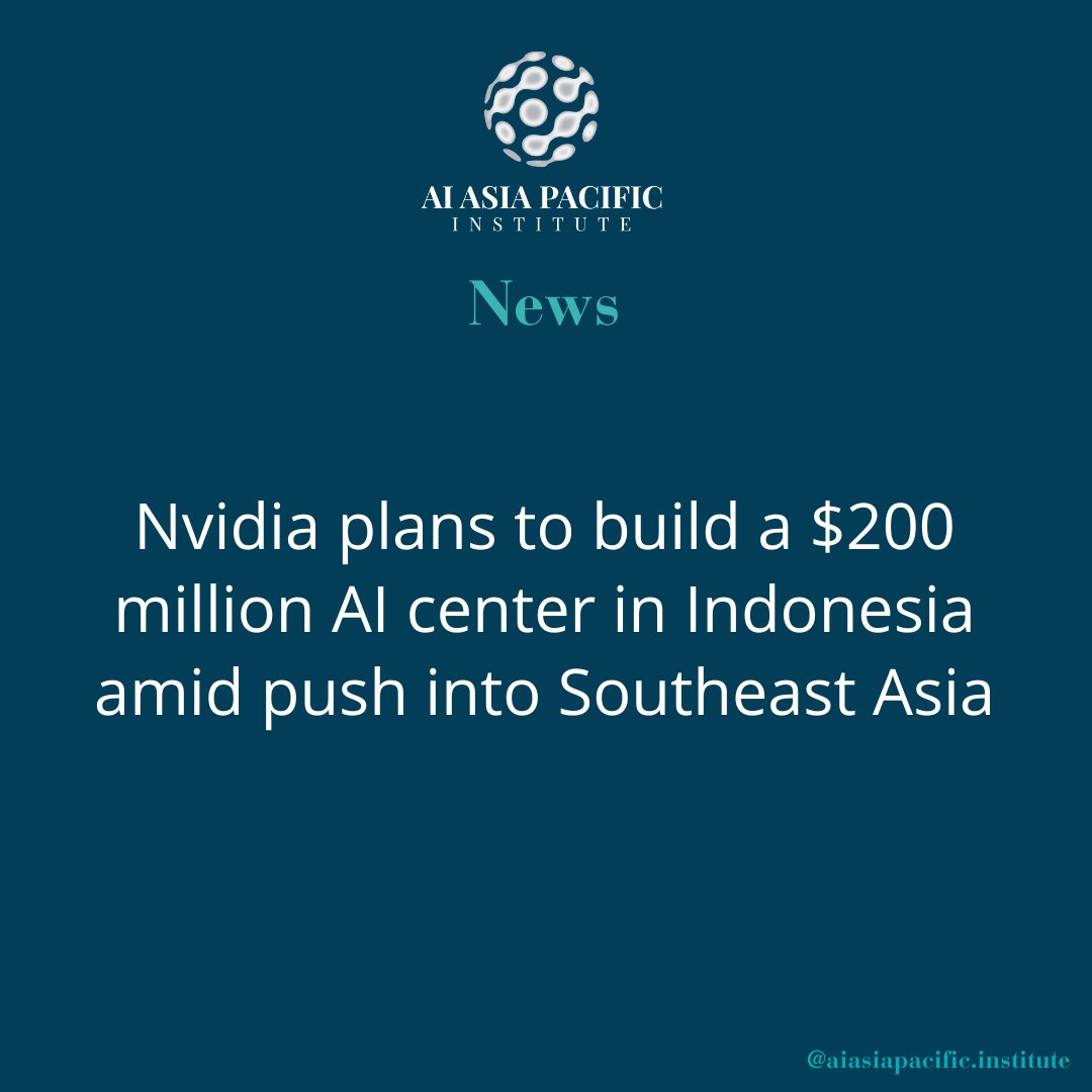 NVIDIA to establish $200M AI center in #Indonesia with Indosat Ooredoo Group Hutchison, boosting telecom infrastructure & digital talent. Part of broader Southeast Asia expansion, meeting rising data demand in digital economy. Follows Singtel partnership. 

Source: CNBC.