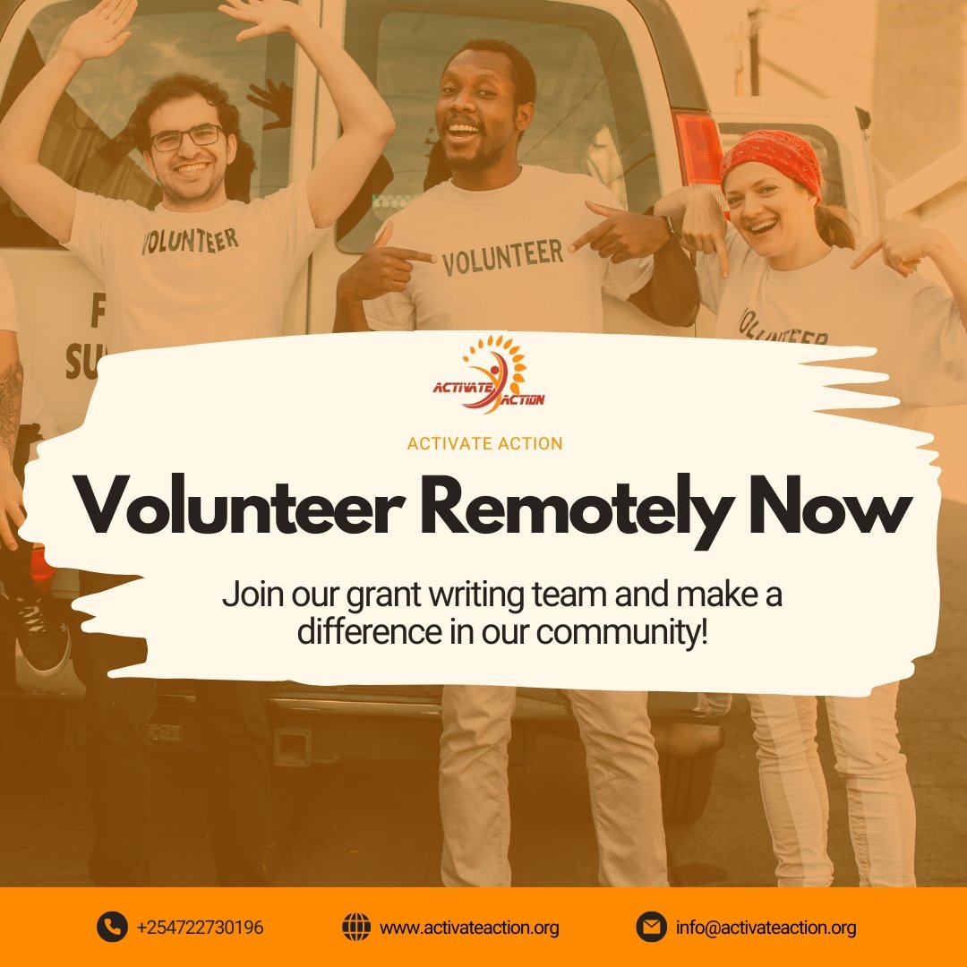 Join @action_activate as a remote volunteer grant writer! Contribute your skills to empower youth with HIV and disabilities. Make a difference from anywhere in the world. Contact us today @USEmbassyKenya @exchangealumni @UNVolunteers