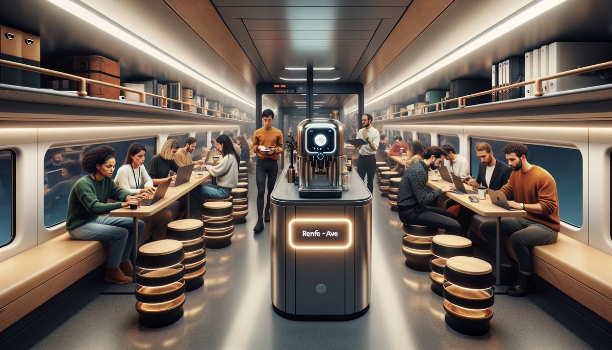 en el AVE Mad-Bcn imaginándome que la cafetería fuera un co-working

hay más dispositivos que personas, ni sé cuántos power point se están editando y cuántas reuniones de equipo están sucediendo

café de especialidad y espacios de trabajo en trayectos de este tipo tendría tirón