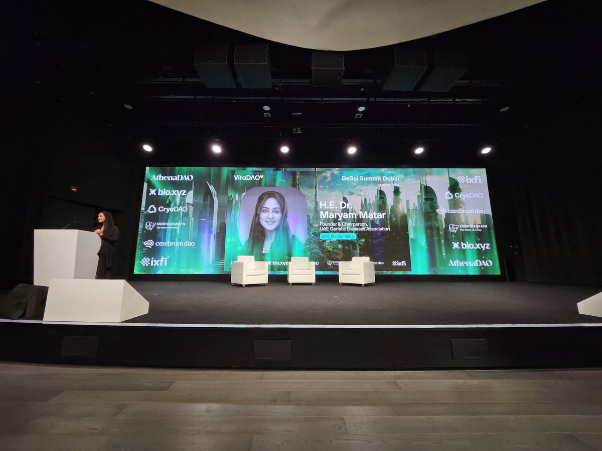 Vitadao's #DeSci Summit Dubai Kicks off with H. E. Dr. Maryam Matar's opening speach on #longivity @token2049 week #Dubai