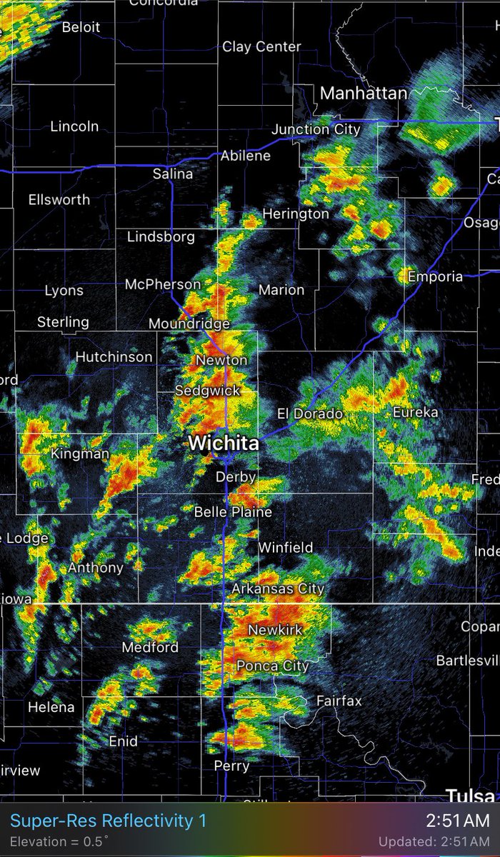 Ahhhhhh so nice! Scattered storms (not severe) continue to move through south central KS. Just in time for me to fall asleep to them! @FrankWaughKAKE has you covered for the rest of the morning.