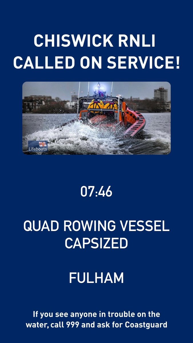 Chiswick lifeboat launched on service! (Click picture for details - Fulham) #SAR #Lifeboat #London #RNLI @RNLI #Rescue #savinglivesatsea