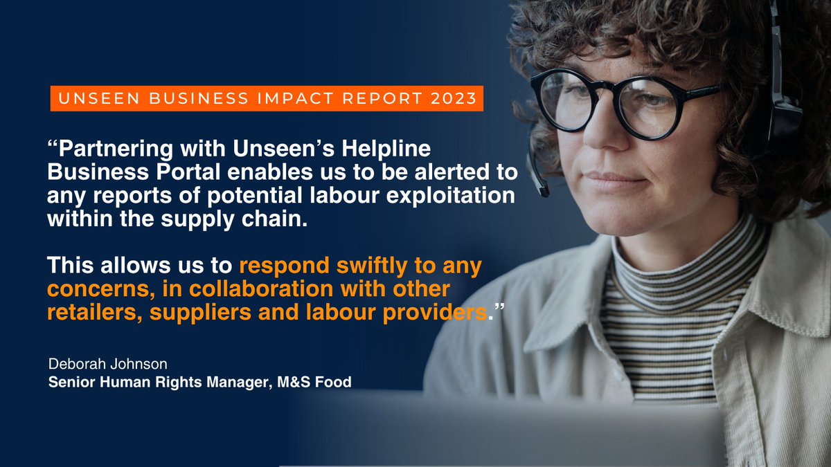 Through data-driven intervention, we supported 20 businesses to fight forced labour in 2023. Using real-time data, our Helpline Business Portal helps companies like @marksandspencer identify and address potential cases in their supply chains. Learn more ➡ bit.ly/4aOYrNn