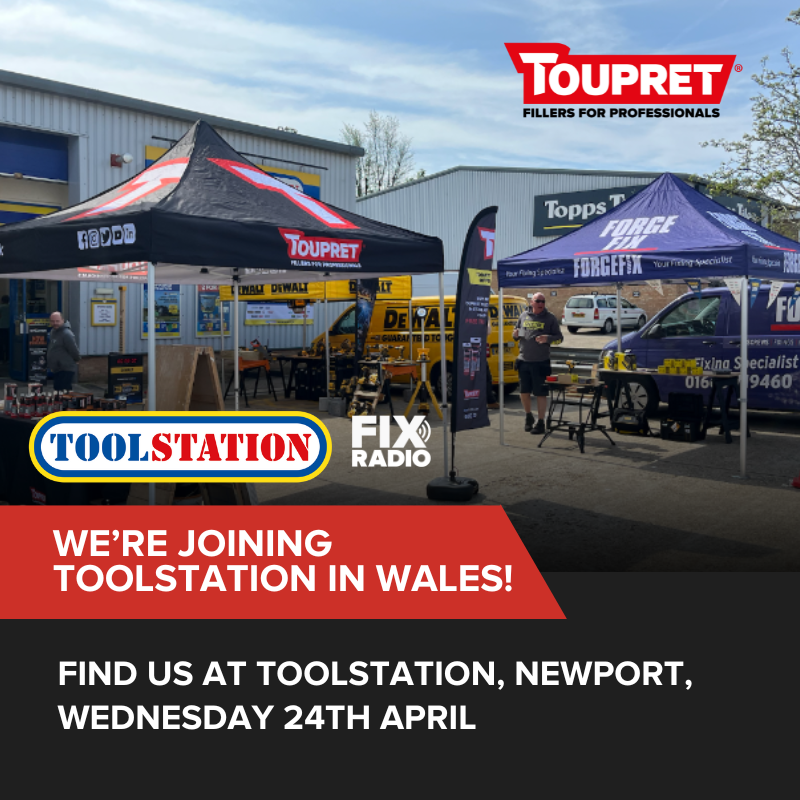 We’re joining @ToolstationUK on their Trade Day at Newport, Wales store on 24th April 🛠️ Come and find us along with a host of other brands and @FixRadioUK to chat about all things filler and take advantage of exclusive deals. See you there! 💥 #ToupretUK #Toolstation