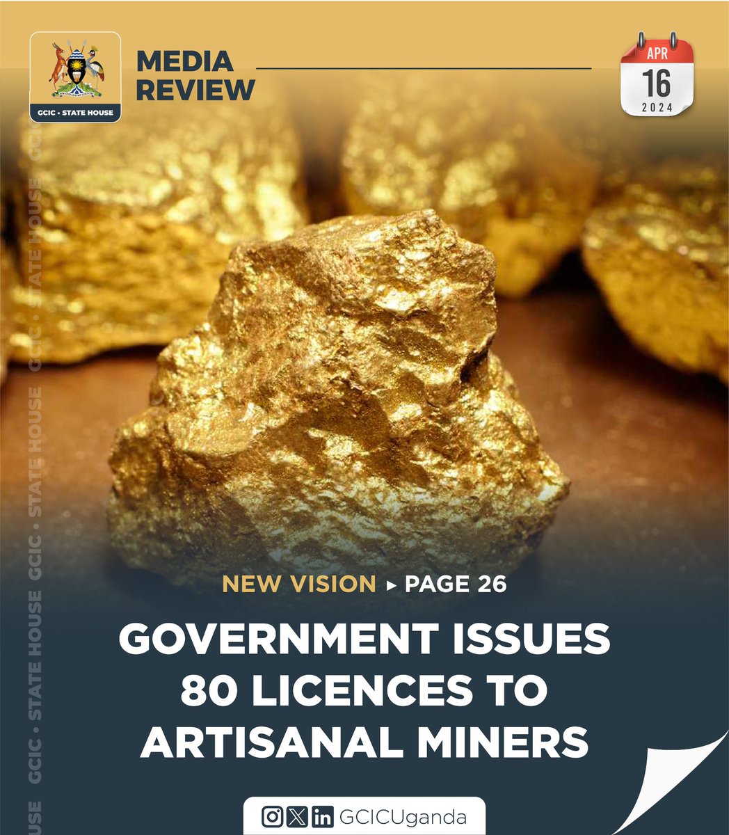@GovUganda issues 80 licences to artisanal miners
#UgMoving4wd

@goldenglobes @GolfChannel 
@FabrizioRomano @Lucy_Worsley 
@elonmusk @POTUS 
#Arsenal #cryptocrash #Lorch #adventurous #BitcoinHalving