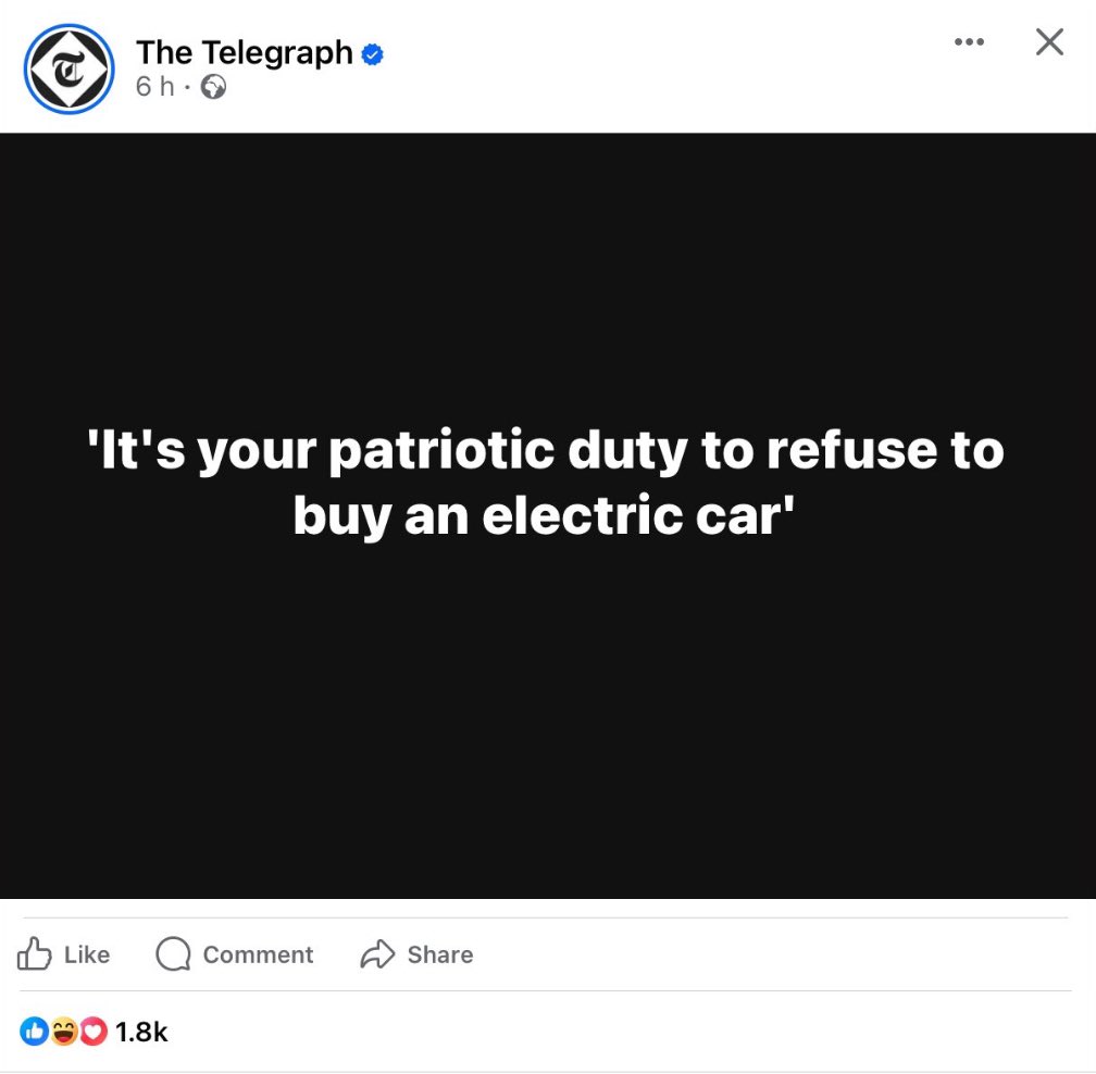 PeoplesTariff's tweet image. #clickbait at its worst by torygraph! @Telegraph 

‘It’s your duty to refuse an EV’

@StopBSCampaign #FUD #stopBS 

Well done @knott_richard for posting 

x.com/knott_richard/…

jillkirby.org

True patriots have gas boilers and petrol cars!

telegraph.co.uk/news/2024/04/1…