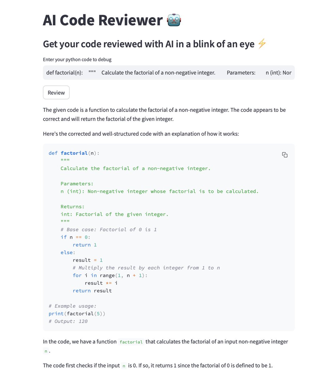 manishputnala's tweet photo. As a task during my data science internship at @innomaticshyd, I have created a simple code review website using @OpenAI API. https://t.co/g4SrXxPT3R