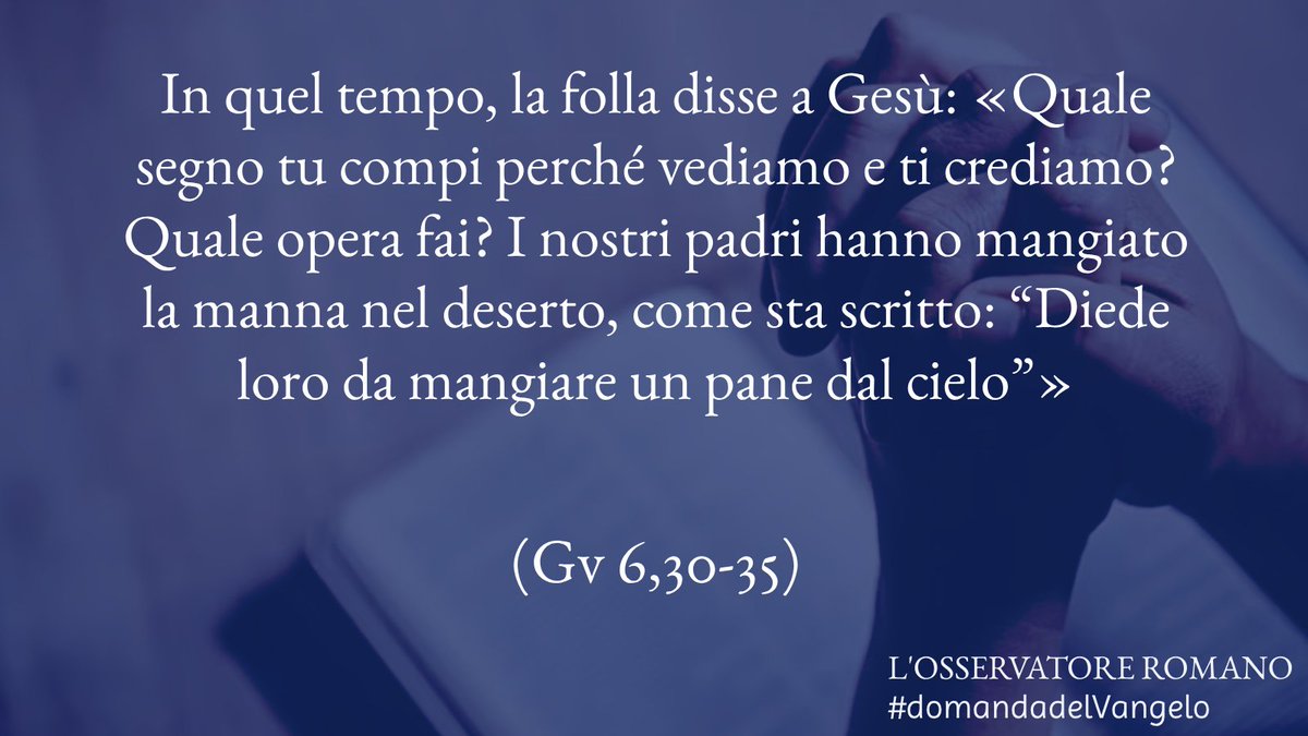 #domandadelVangelo «Quale segno tu compi perché vediamo e ti crediamo?» gli chiedono, e non vedono che il “segno” è lì davanti a loro. Perché quando vogliamo vedere smettiamo di farlo? Troppo presi da noi stessi? @monda66