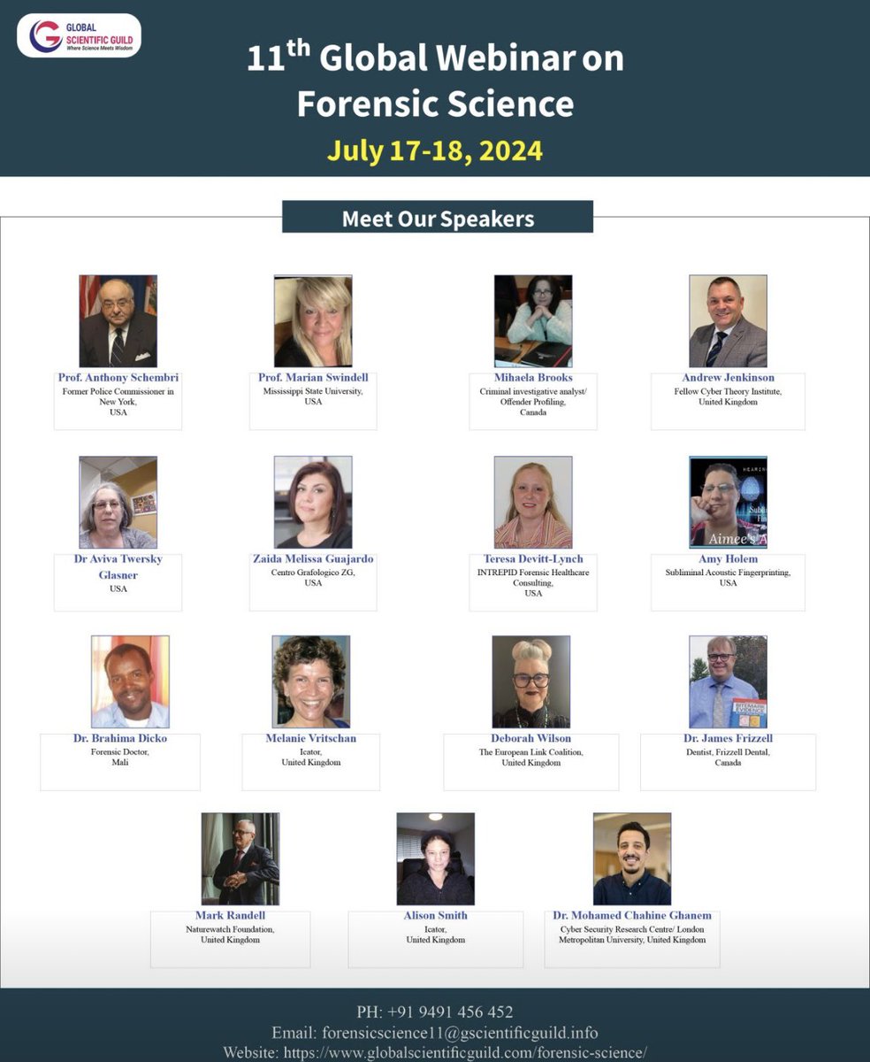 Several presentations lined up this year including the 11th Global Webinar on Forensic Science. The subject, animals in relationships, families and community and why welfare and abuse matters. #BreakingTheLink