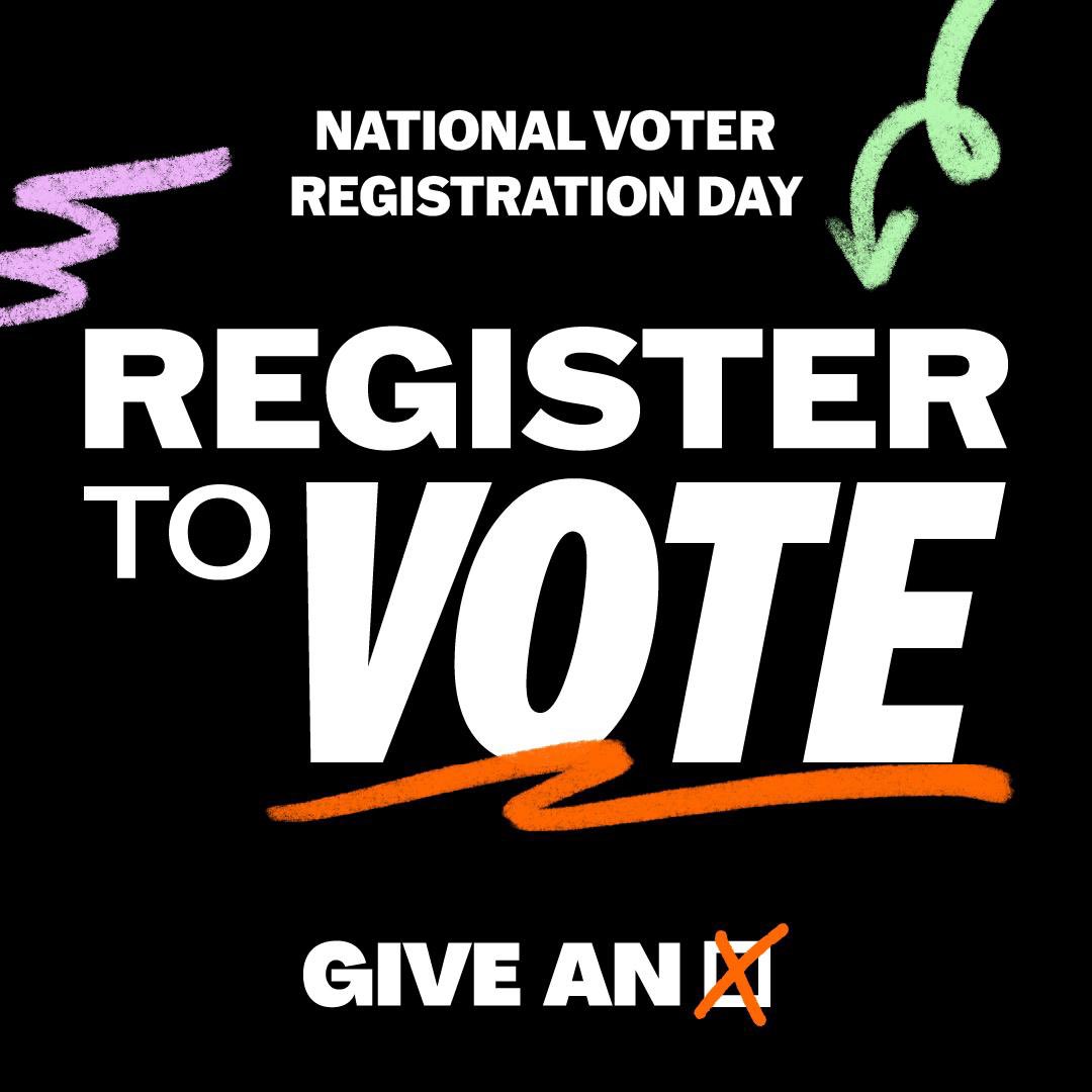 🚨 TODAY is National Voter Registration Day 🚨

As it stands, 4 MILLION young people will be excluded from voting at the next election. 

On this deadline day, don’t risk losing your voice. #GiveAnX about your future and #RegisterToVote:  qrco.de/giveanx