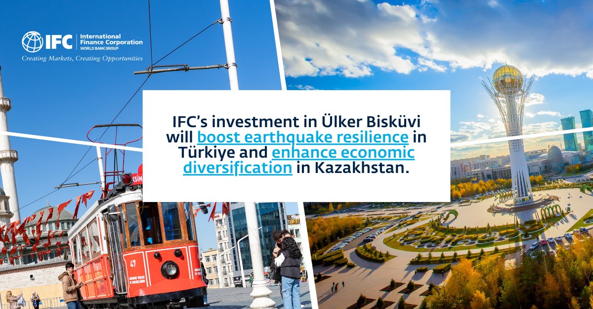 Our €75M investment in @Ulker Bisküvi will: 🇹🇷Boost earthquake resilience in #Türkiye ☀️Support Climate mitigation and adaptation Learn more here: wrld.bg/Wq6v50RgQMN #IFC4Türkiye