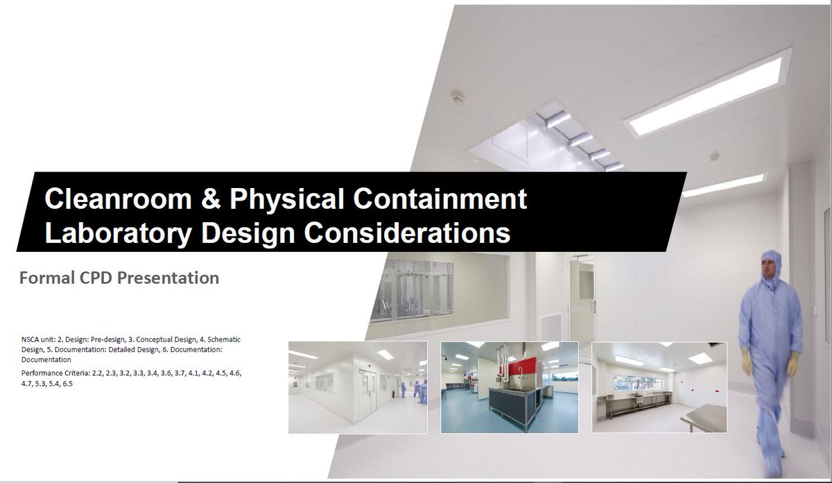 AlainHChazelles's tweet image. 10 May 2024  at 4:00 PM : Cleanroom &amp;amp; Physical Containment Laboratory Design Considerations 

  Book Now  : zurl.co/s5af

#SydneyBuild