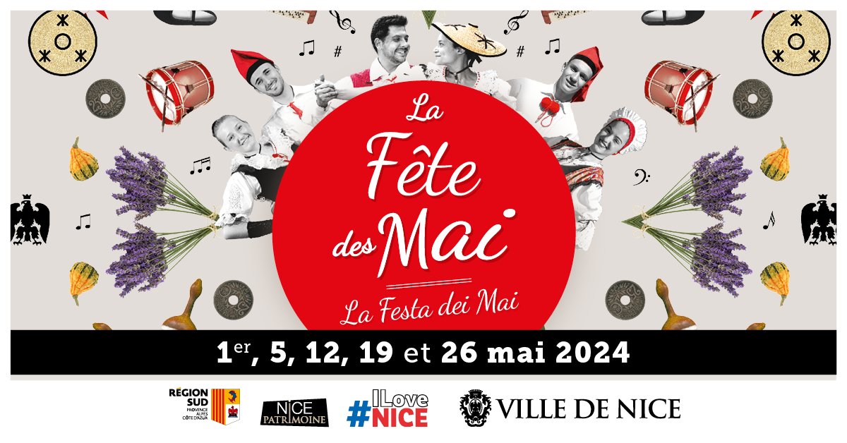 🫒 Plongez dans la tradition niçoise à la Fête des Mai ! 🦅 👯‍♀️Balèti 🎯 Jeu du pilou et jeux en bois 👶 Atelier pour les pichouï 🎷 Ambiance musicale 👉 fetedesmai.nice.fr/programme-2024… #ILoveNice