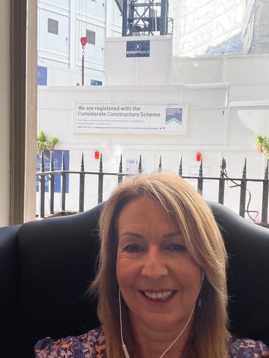 JulieDDrill's tweet photo. Ready for a video meeting @BuildUK Members Forum.
Picked the perfect coffee shop window seat, with a construction site in the background 🚧 🏗️
#BuildUK #Chair #Construction #members https://t.co/CvnAr2JKip