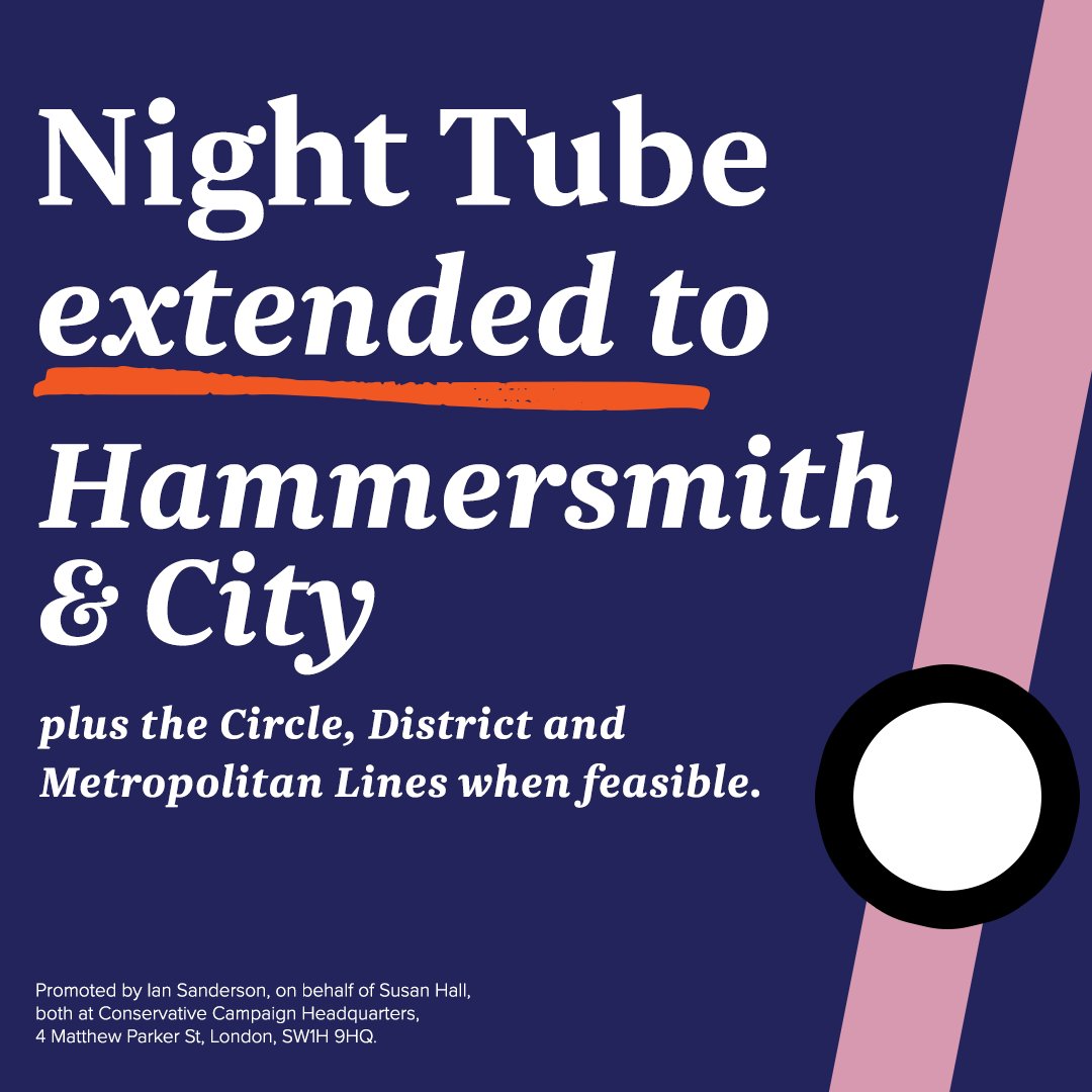 🚇 NEW: I will extend the Night Tube, to make journeys safer and support London’s nightlife. On May 2nd, vote for change.