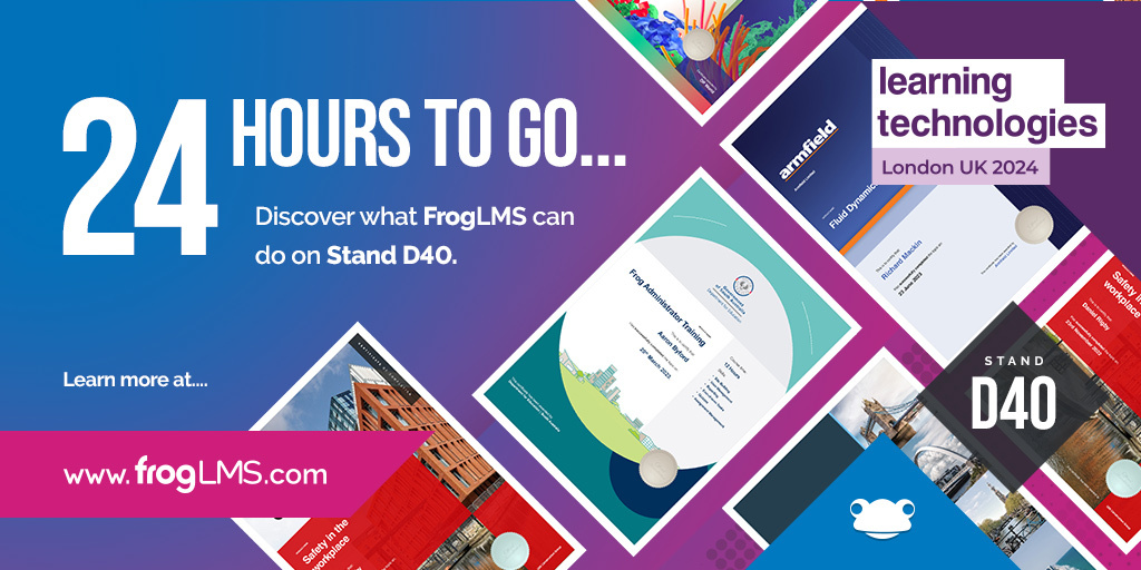 📣 There's only 24 hours to go until #LT24UK!

Visit us on Stand D40 to meet the Frog team, grab yourself a Freddo and explore our FrogLMS! We're passionate about crafting platforms that truly reflect your vision, values, and brand.

We hope to see you at #LearningTechnologies!