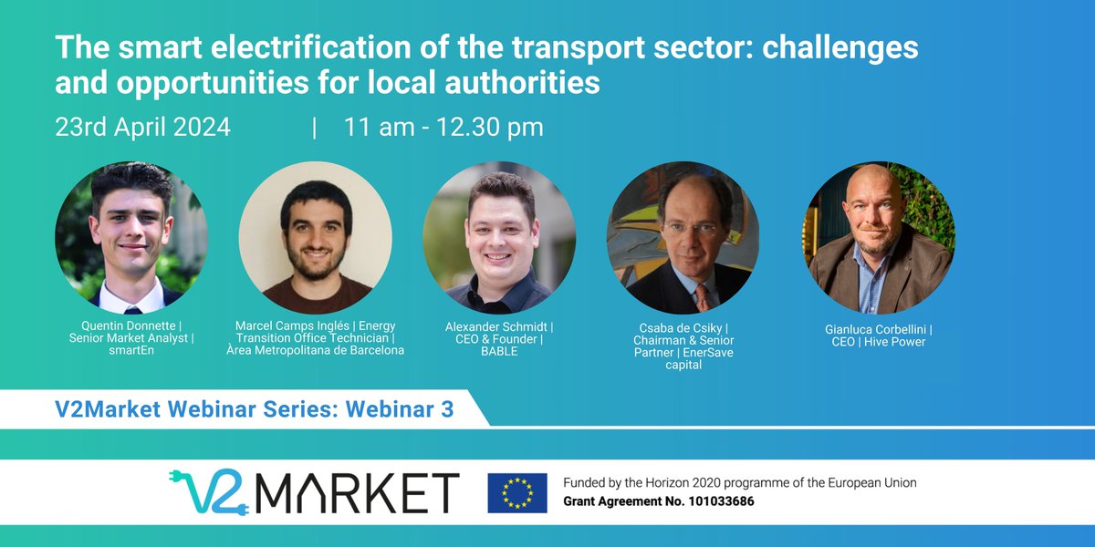 📢 Mark your calendars! Just 1⃣ week left until our third webinar with @V2Market. Join us and our experts as we delve into the local implications of increasing #electrification of #EVs! Secure your spot now🎫shorturl.at/pFKL5 🎦shorturl.at/oqtvJ 🤝@BABLEconnect