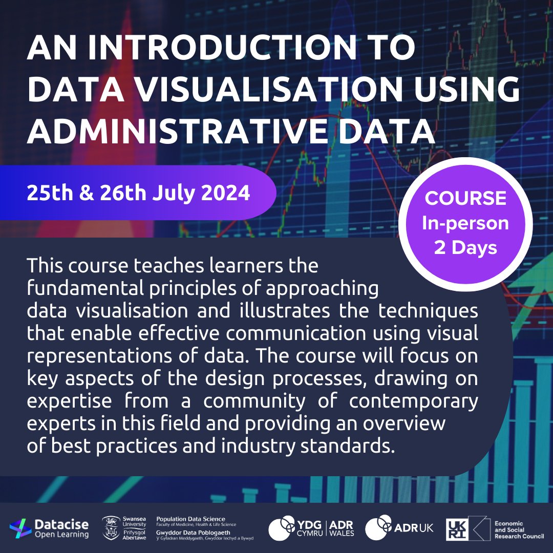 📢New course: An introduction to #DataVisualisation using #AdministrativeData. Learn to use contemporary tools to produce output from research activities. Two-day, highly interactive, in-person course. Learn more & sign up here 👇 dataciseopenlearning.org/courses/introd… @ADR_Wales @PopDataSci_SU