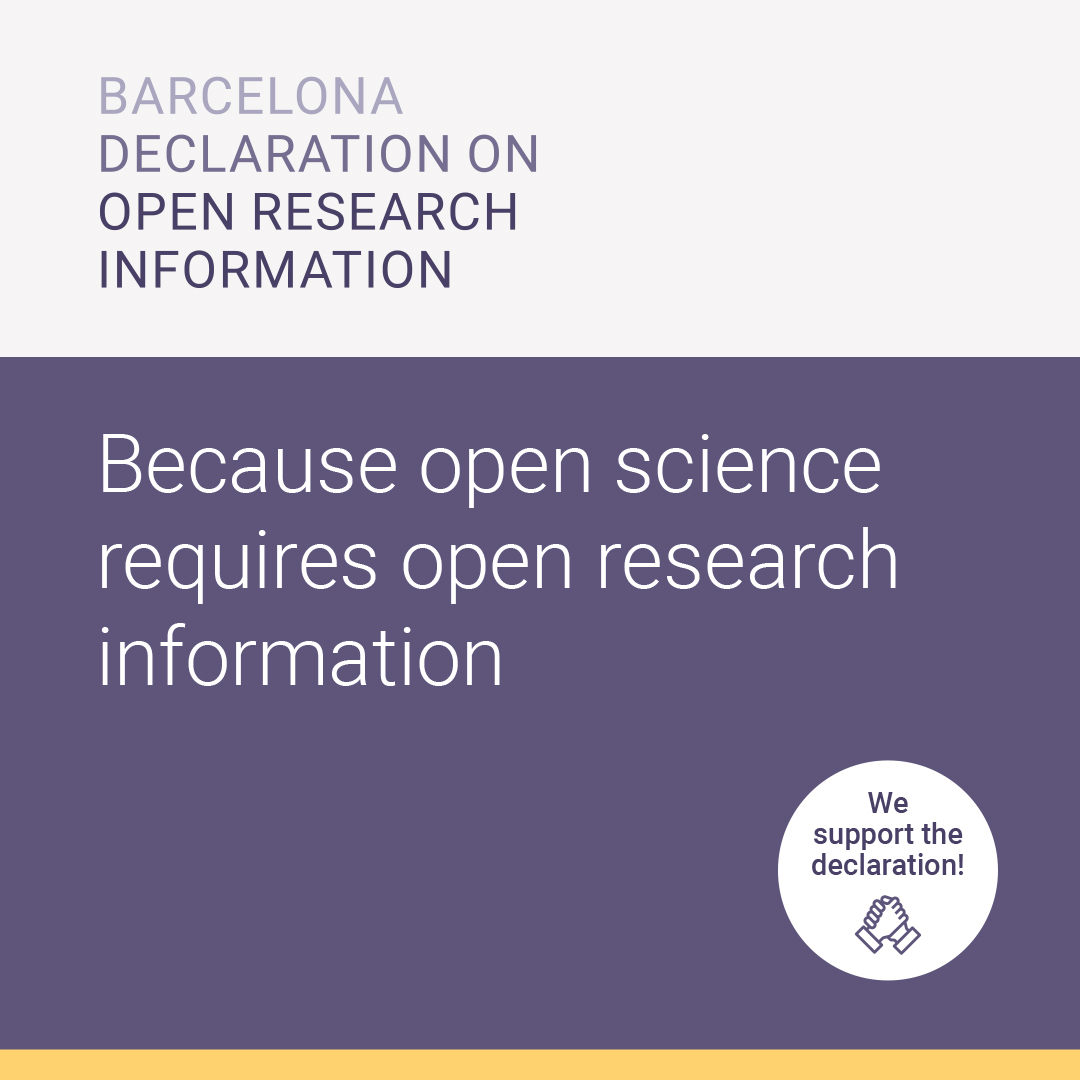 Fair assessment of researchers and institutions requires full transparency. That's why Europe PMC is proud to support @BarcelonaDORI - Barcelona Declaration on Open Research Information. Learn more at barcelona-declaration.org #openscience #OpenResearchInformation