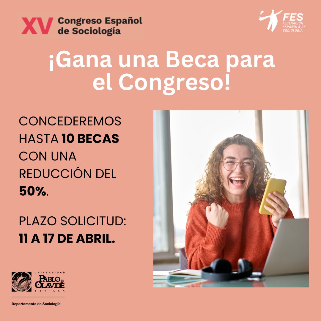 FES_Sociologia's tweet photo. ¡Solicita tu beca para el Congreso hasta el 17 de abril!

Ofreceremos 10 ayudas del 50% de descuento en la tarifa más baja. Dirigido a autores/as con ingresos limitados. Resultados se comunican el 23 de abril.

Espera la confirmación para inscribirte. Para más información 👉 https://t.co/8eCDzj6ccb

#Congreso2024 #SociologíaParaLaSociedadDigital #BecasdelCongreso
